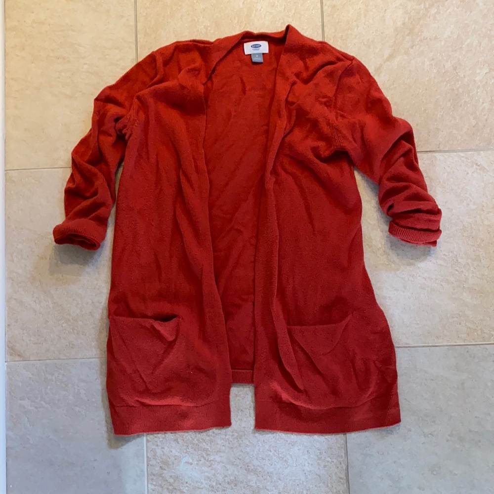 Old Navy long cardigan, orange, size M